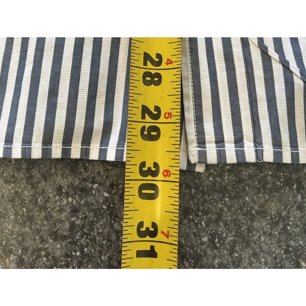 Banana Republic Mens Long Sleeve Button Up Shirt XL White Grey Striped Cotton